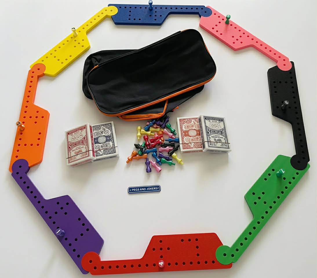 2-8 Player 3D Printed Pegs and Jokers Game – Blank Toppers